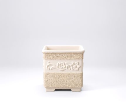 Vaso quadrado em brita com flor médio