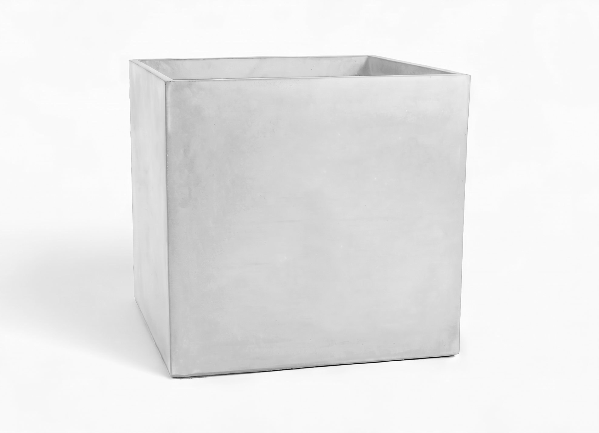 Vaso Caixa Quadrado em Cimento Natural Vista Perspetiva Godinho D1308L Vaso quadrado em cimento natural Godinho Concrete Design em vista perspetiva para exterior e interior moderno